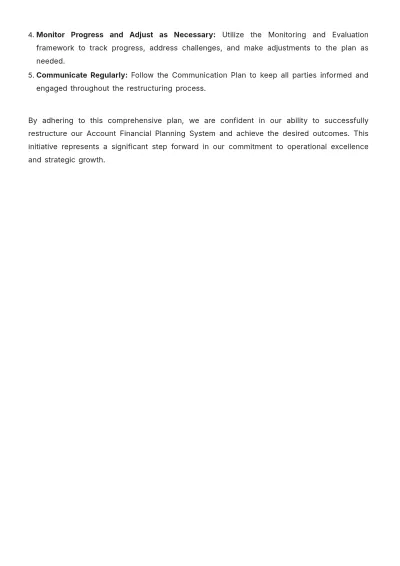 Free Account Financial Planning System Restructuring Plan Template to Edit Online