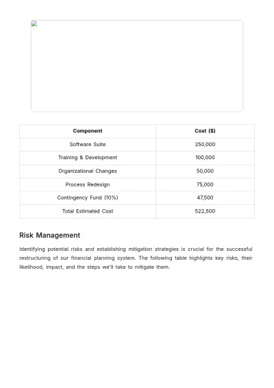 Free Account Financial Planning System Restructuring Plan Template to Edit Online