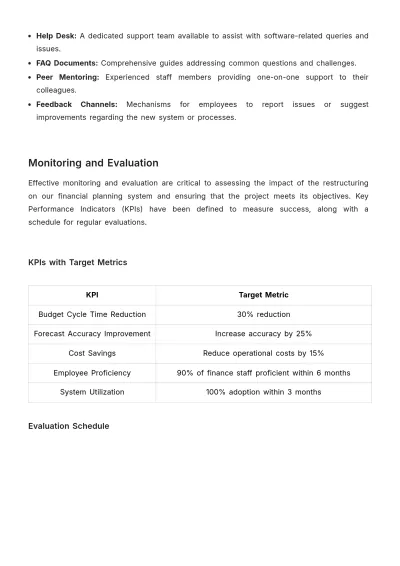Free Account Financial Planning System Restructuring Plan Template to Edit Online
