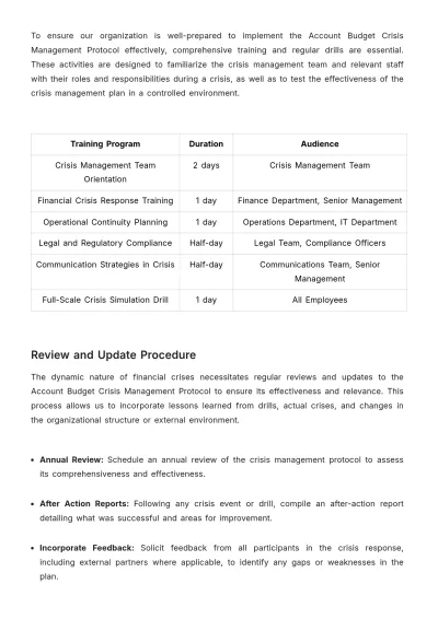 Free Account Budget Crisis Management Protocol Template to Edit Online
