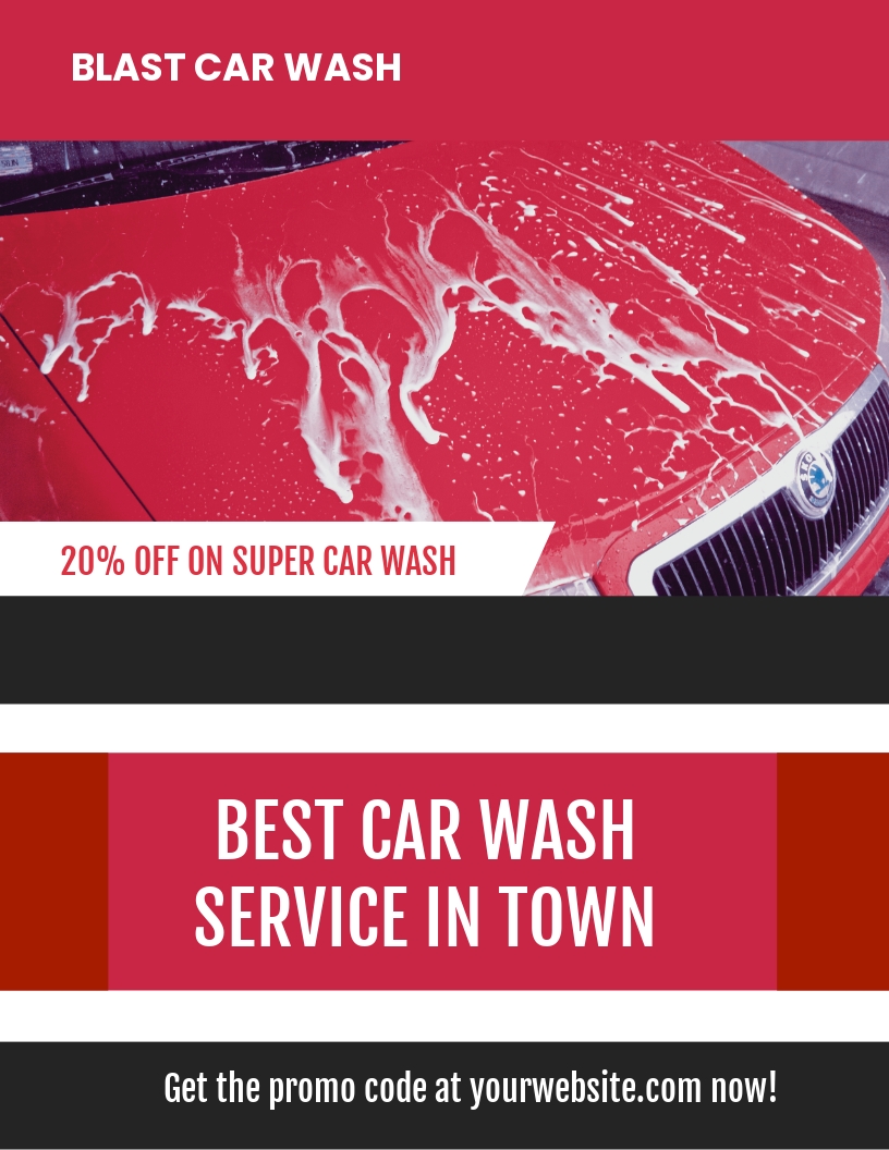 Car Wash Advertising Flyer Template - Illustrator, Word, Apple Pages, PSD, Publisher