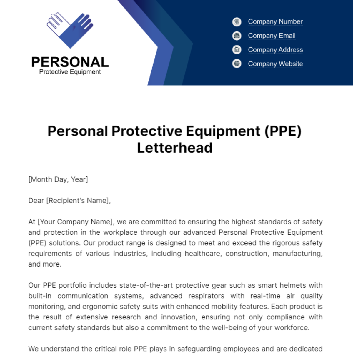 Personal Protective Equipment (PPE) Letterhead Template