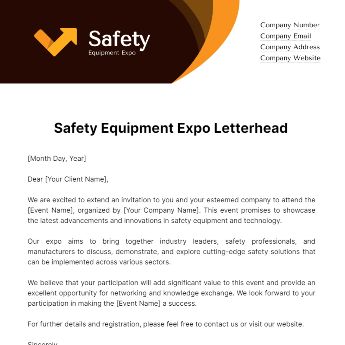 Safety Equipment Expo Letterhead Template