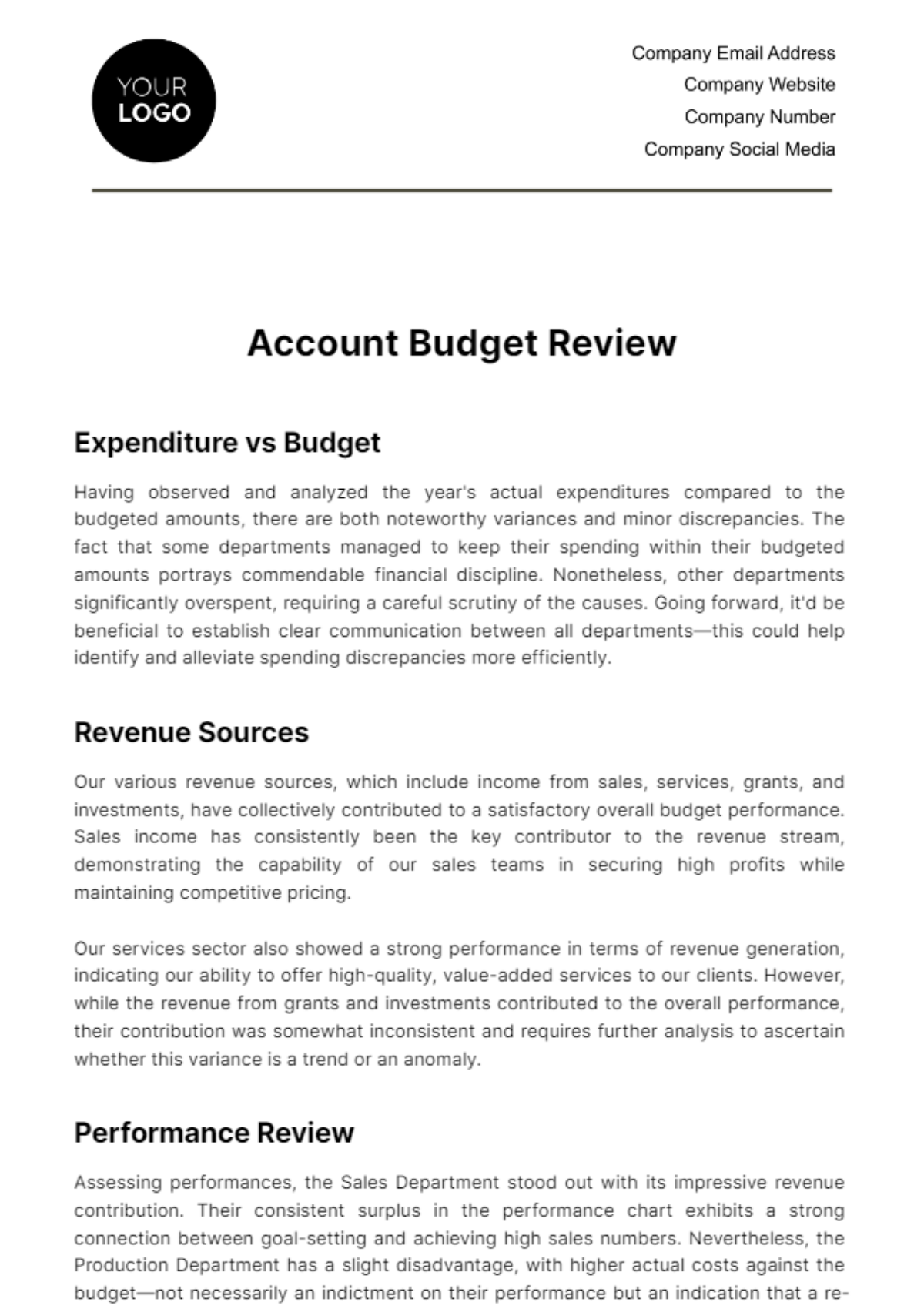 Account Budget Review Template