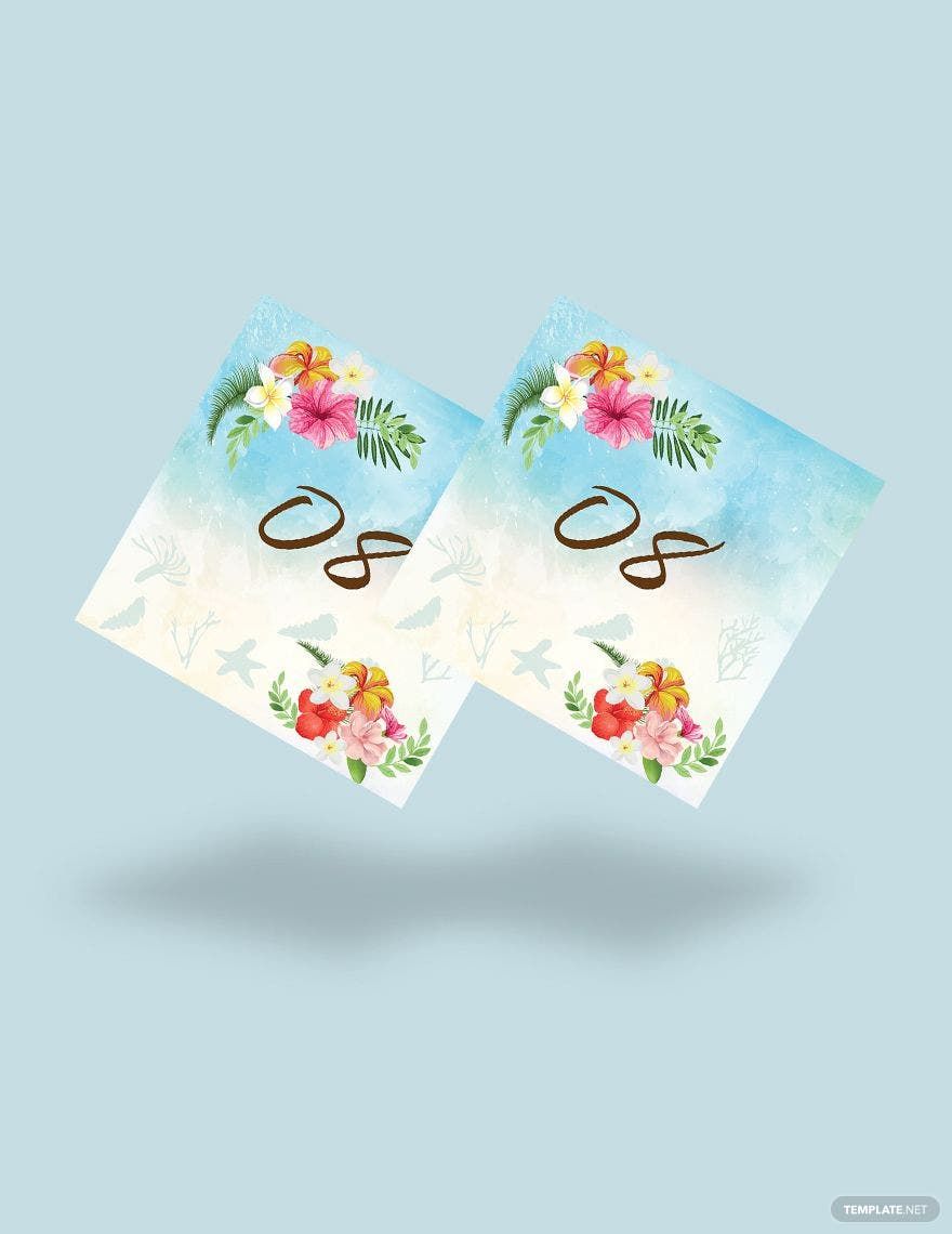 Free Beach Wedding Table Number Card Template