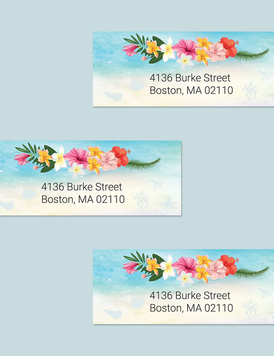 Beach Wedding Address Labels Card Template