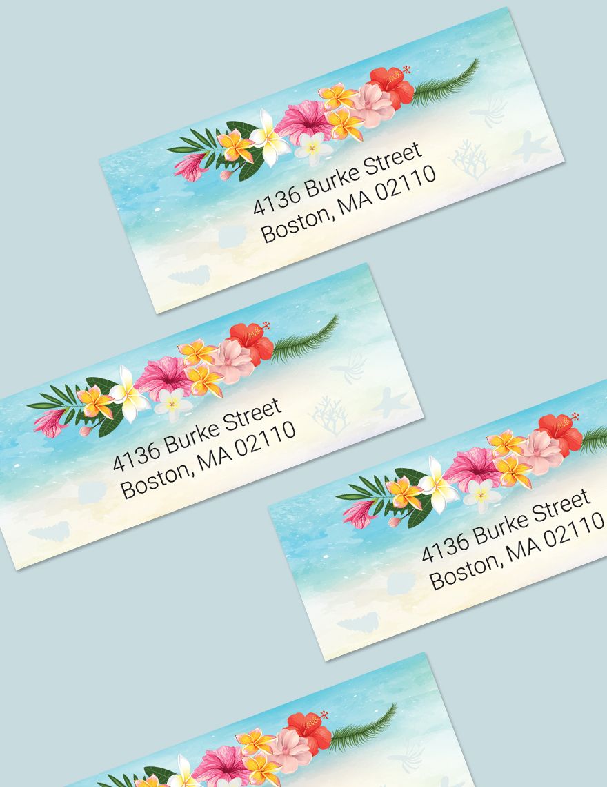 Beach Wedding Address Labels Card Template