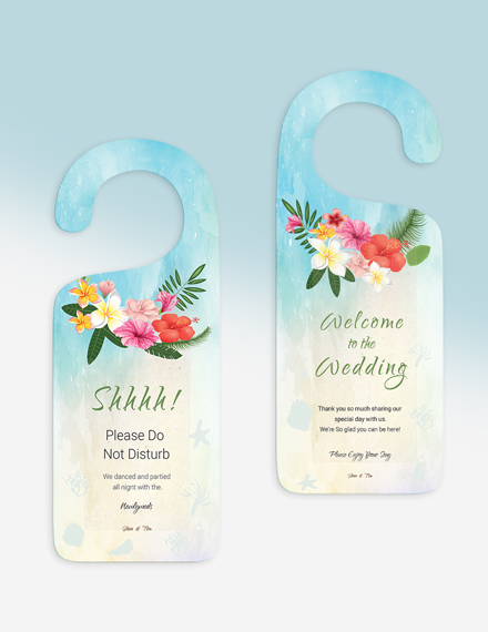 Free Beach Wedding Door Hanger Template to Edit Online