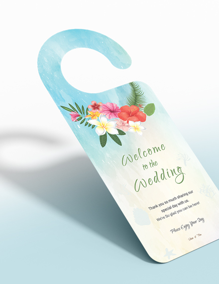 Free Beach Wedding Door Hanger Template to Edit Online