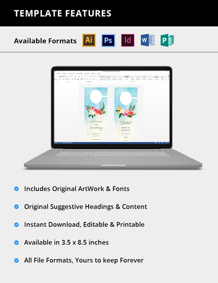 Free Beach Wedding Door Hanger Template to Edit Online