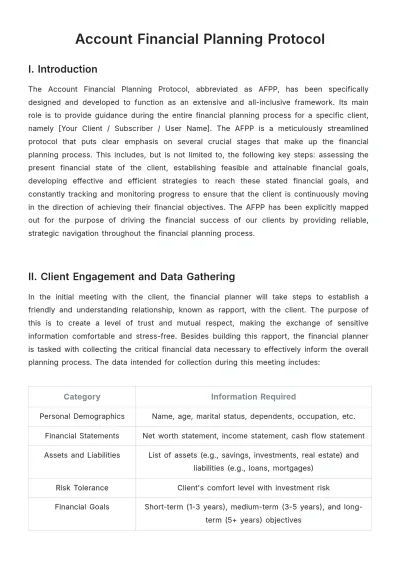 Free Account Financial Planning Protocol Template to Edit Online