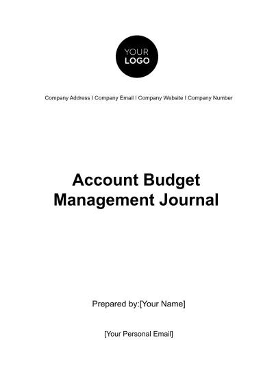 Free Account Budget Management Journal Template to Edit Online