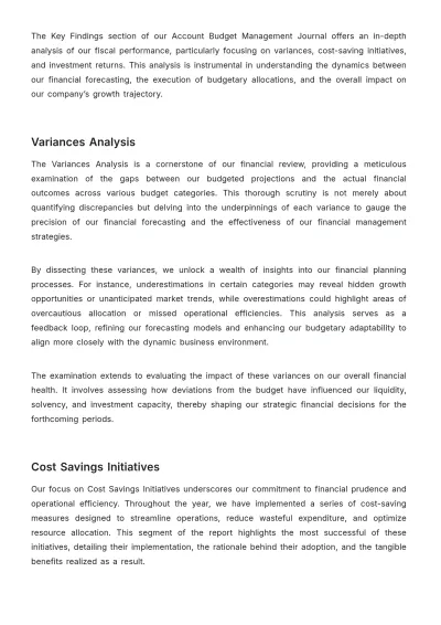 Free Account Budget Management Journal Template to Edit Online