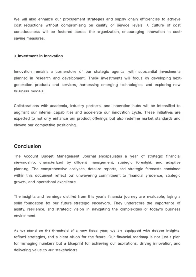 Free Account Budget Management Journal Template to Edit Online