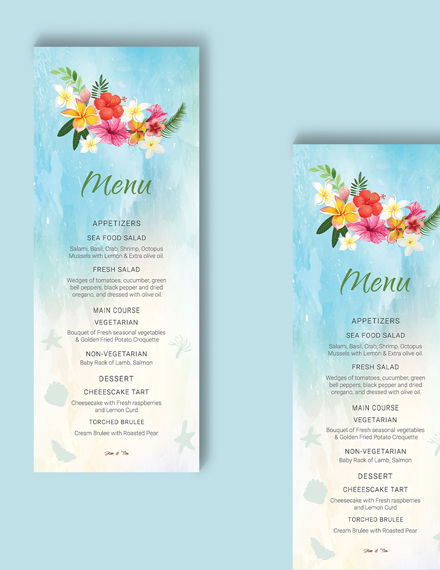Free Beach Wedding Menu Card Template to Edit Online