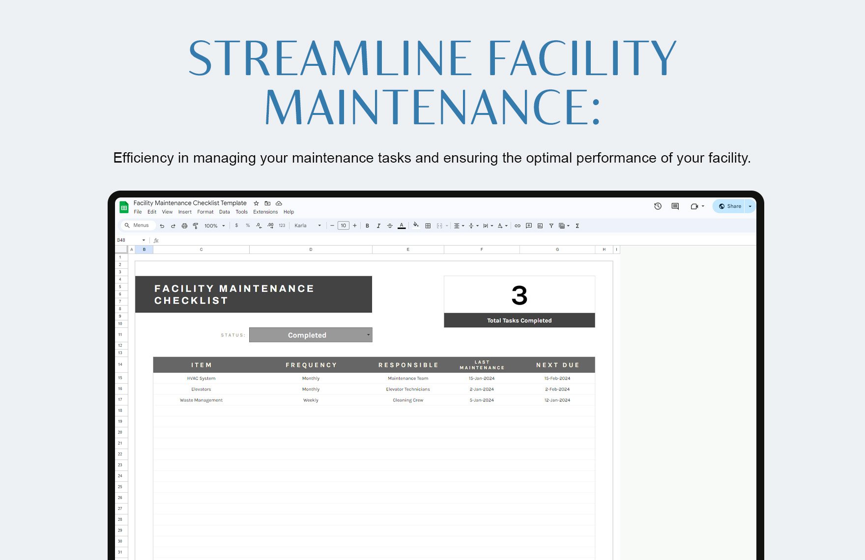 Facility Maintenance Checklist Template