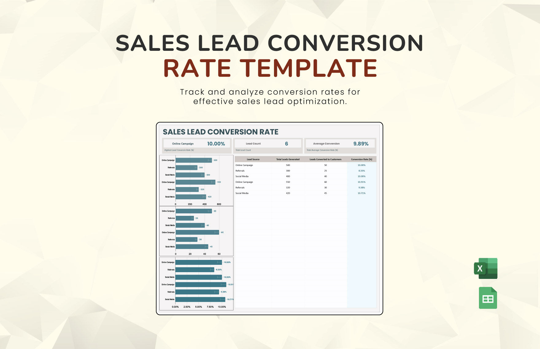 Sales Lead Conversion Rate Template
