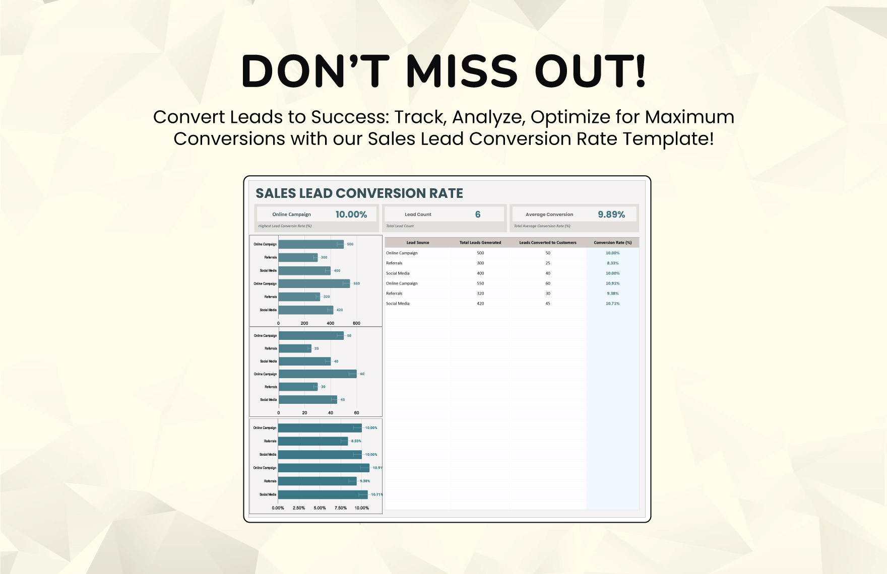 Sales Lead Conversion Rate Template
