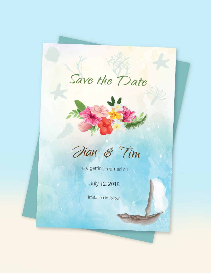 Beach Wedding Save The Date Card