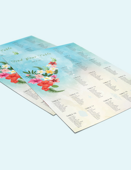 Beach Wedding Seating Chart