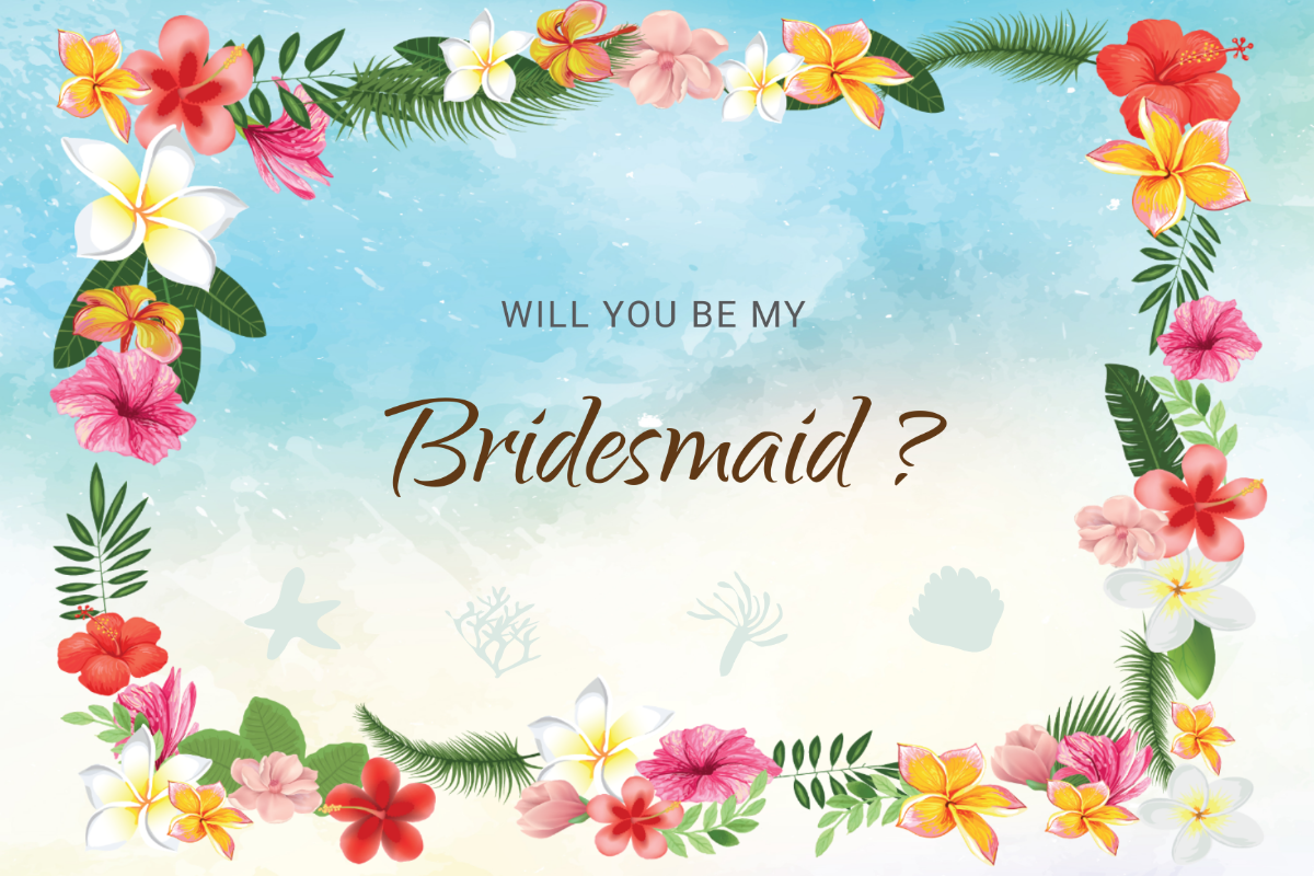 Beach Wedding Will You Be My Bridesmaid Card Template