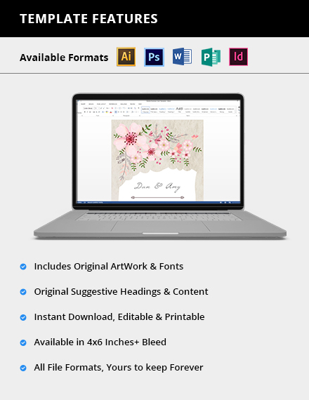 Free VIntage Floral Wedding Engagement Card Template to Edit Online