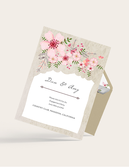 Free VIntage Floral Wedding Engagement Card Template to Edit Online