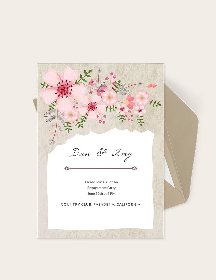 VIntage Floral Wedding Engagement Card Template