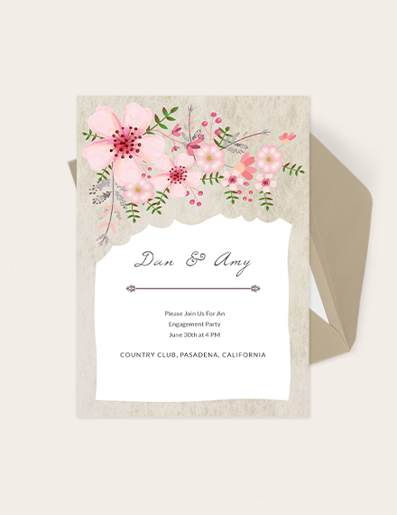 Free VIntage Floral Wedding Engagement Card Template to Edit Online