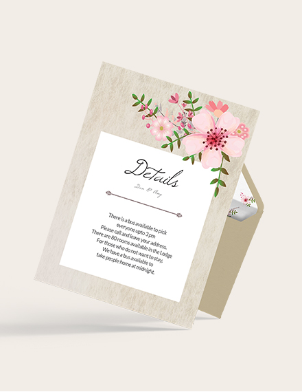 Free Vintage Floral Wedding Details Card Template to Edit Online