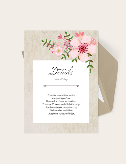 Free Vintage Floral Wedding Details Card Template to Edit Online