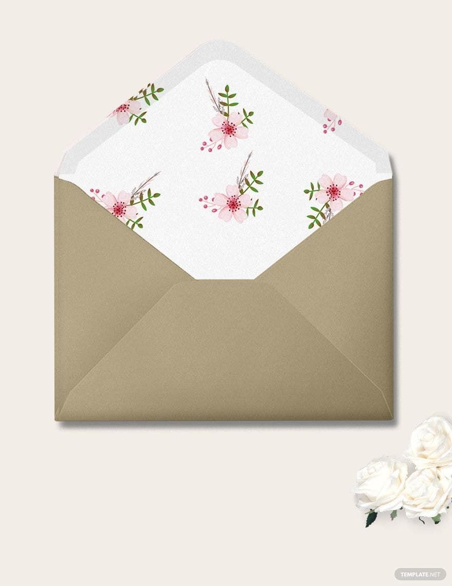 Free Vintage Floral Wedding Envelope Template