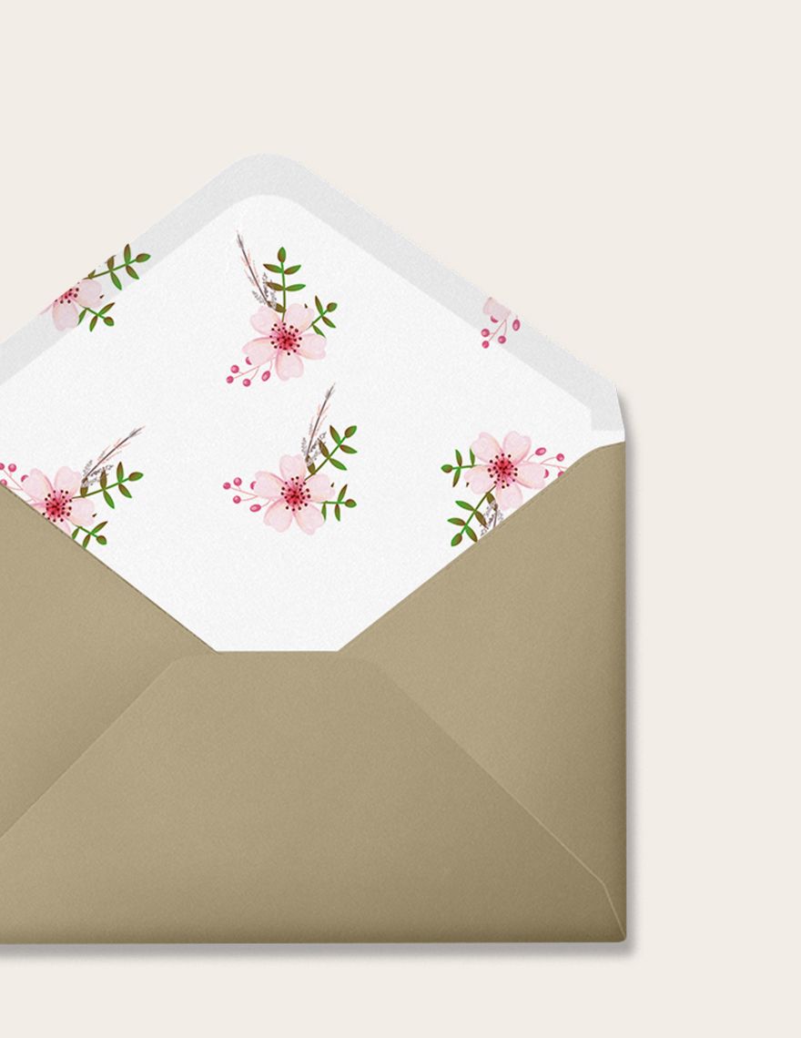 Vintage Floral Wedding Envelope Template
