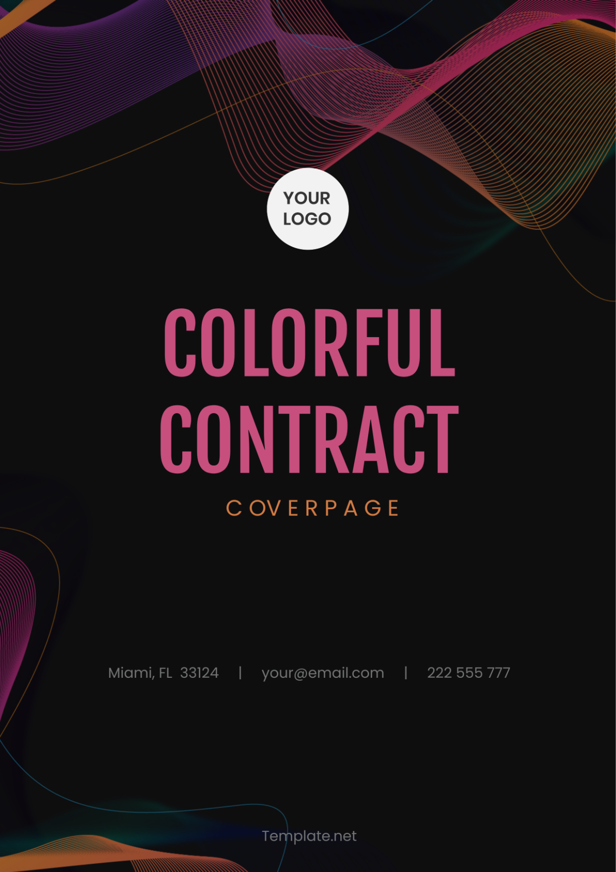 Free Colorful Contract Cover Page Template