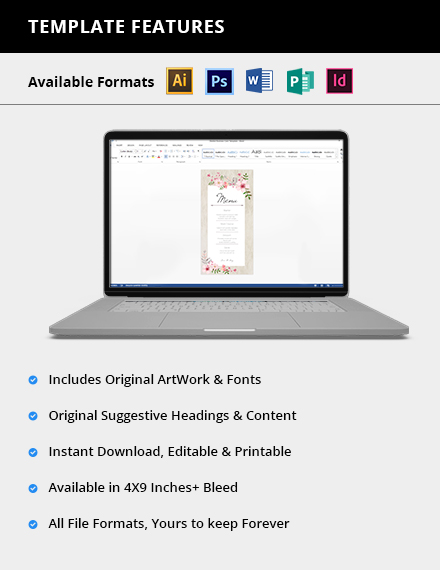 Free Vintage Floral Wedding Menu Card Template to Edit Online