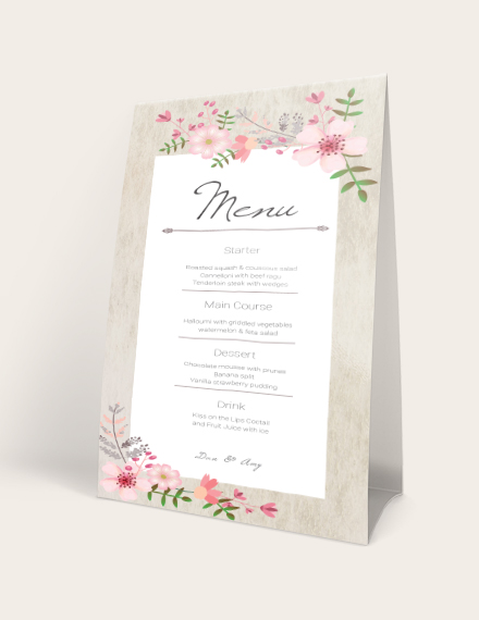 Free Vintage Floral Wedding Menu Card Template to Edit Online