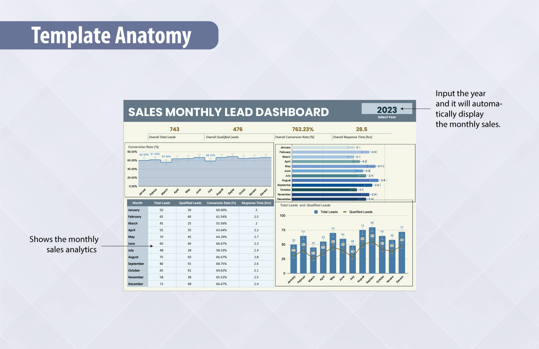 Sales Monthly Lead Dashboard Template