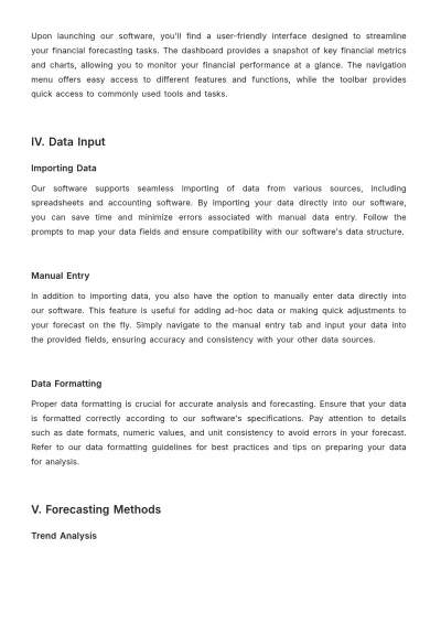 Free Account Financial Forecasting Software User Guide Template to Edit Online