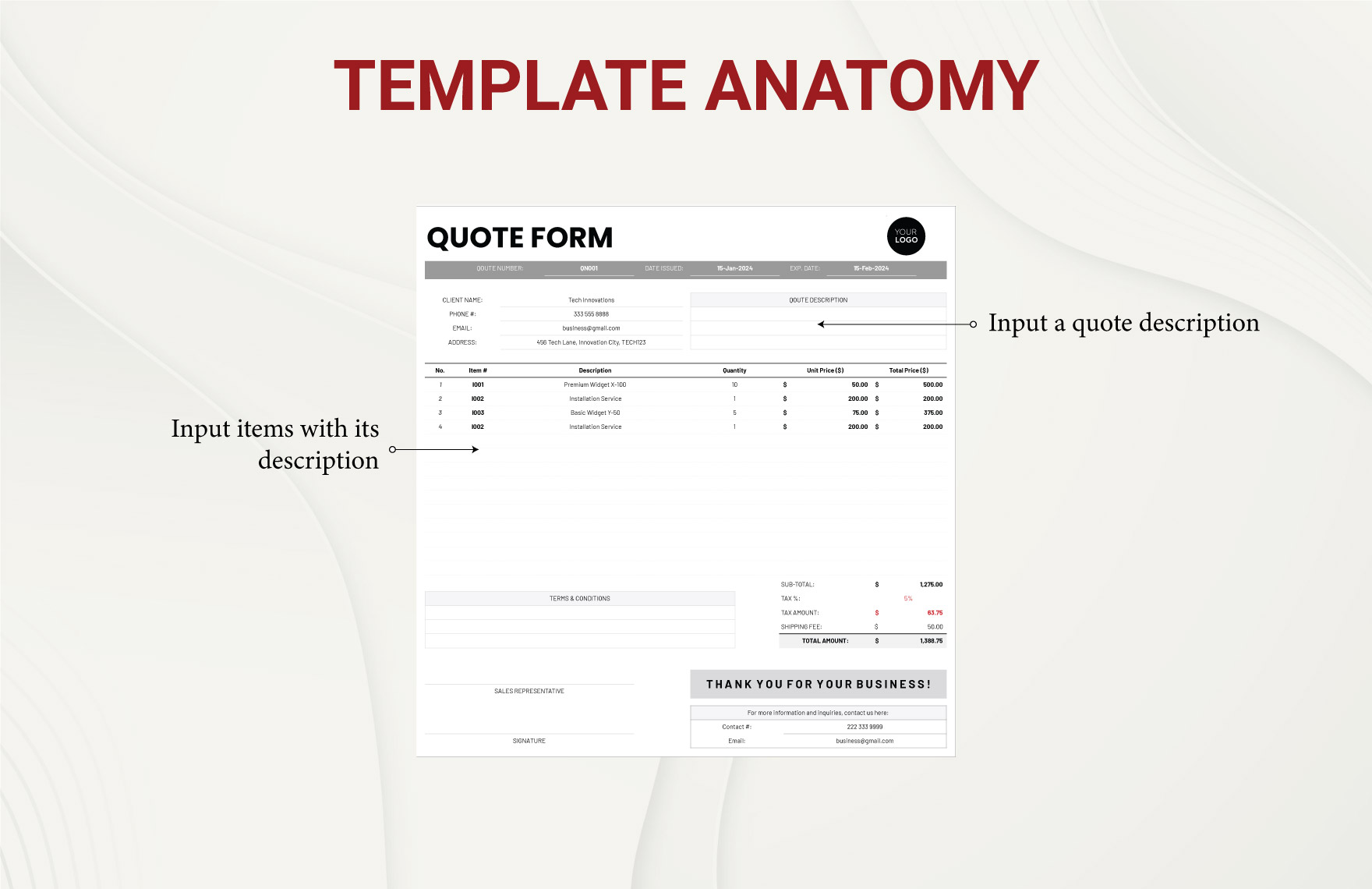 Sales Formal Quote Template Template