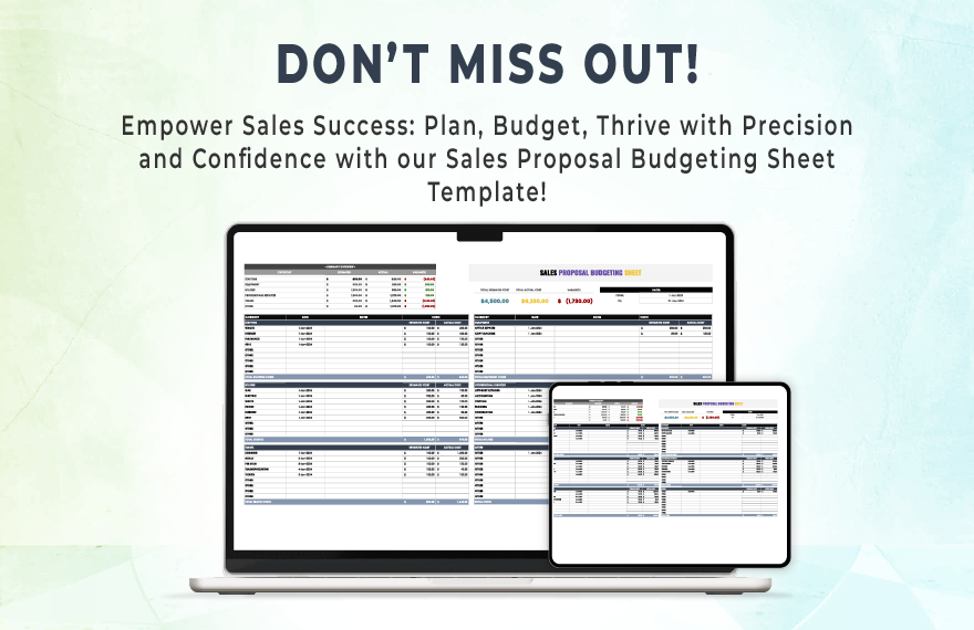 Sales Proposal Budgeting Sheet Template