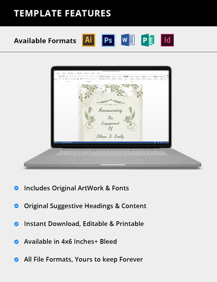 Free Vintage Wedding Engagement Card Template to Edit Online