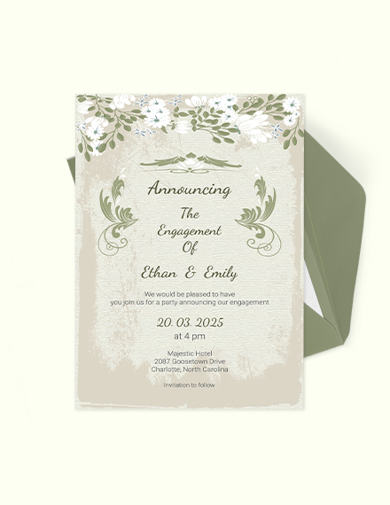 Free Vintage Wedding Engagement Card Template to Edit Online