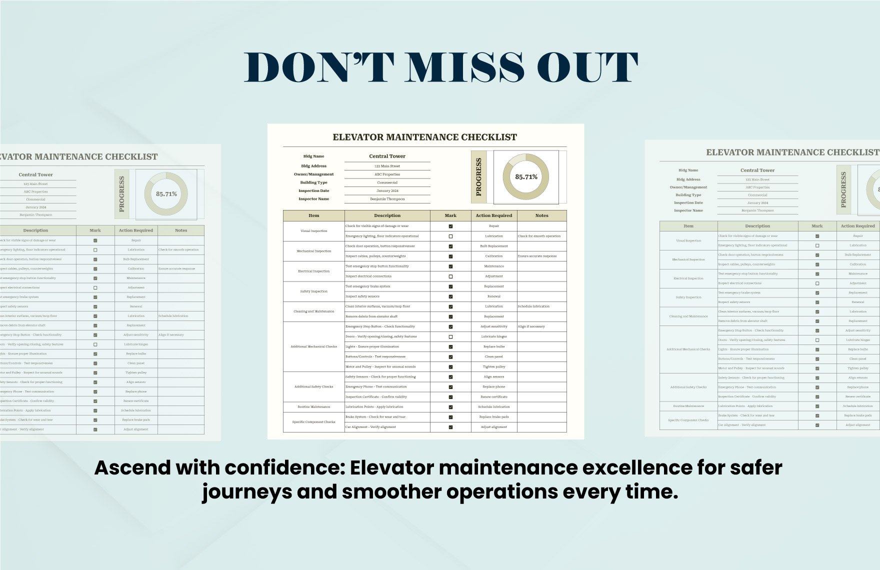 Elevator Maintenance Checklist Template