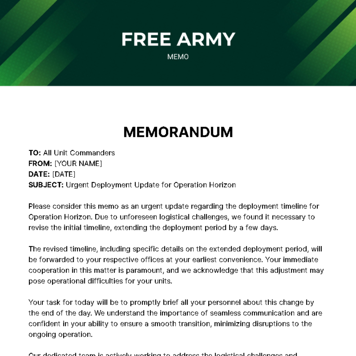 Army Memo Template - Edit Online & Download Example