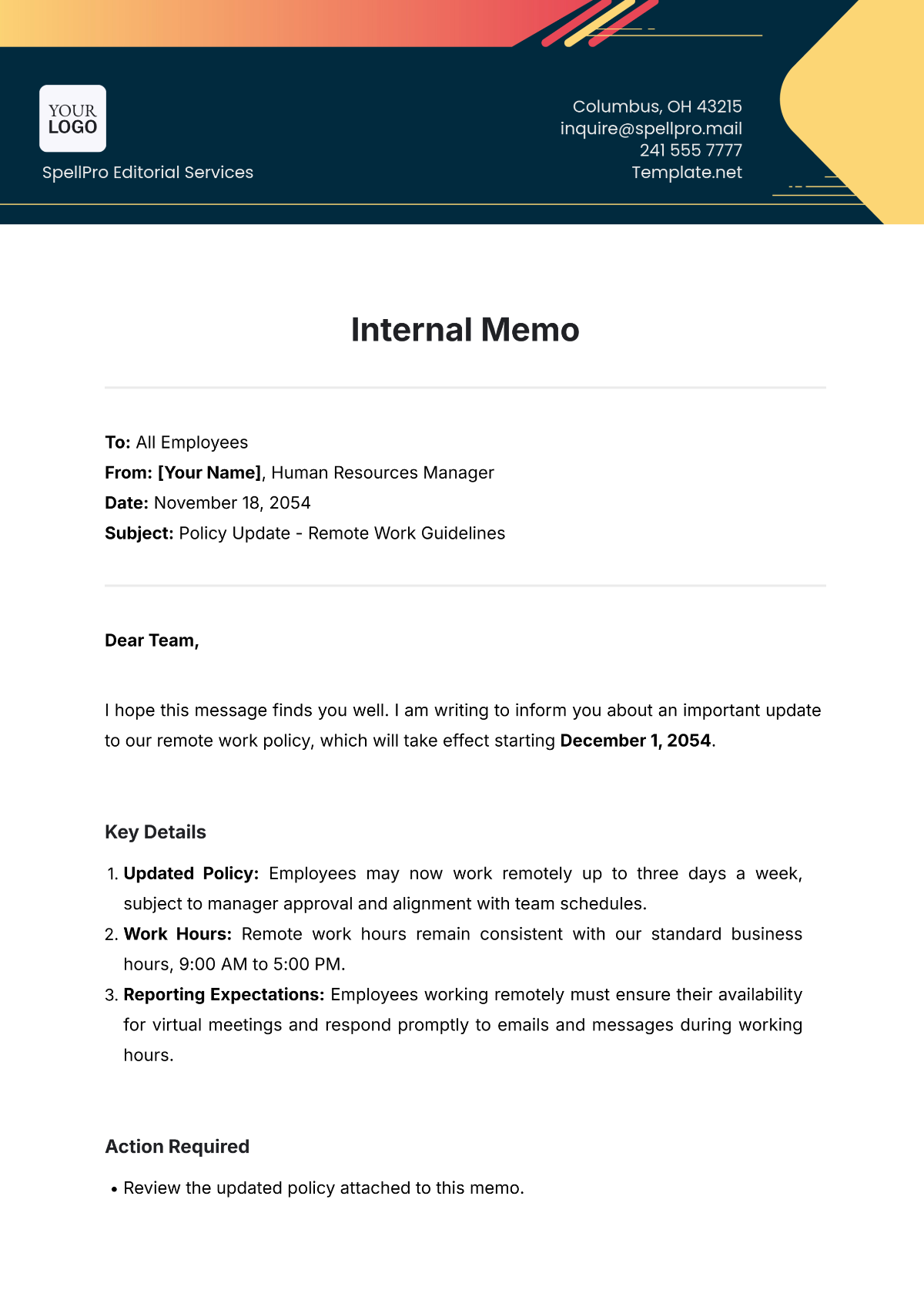 Internal Memo Template - Edit Online & Download