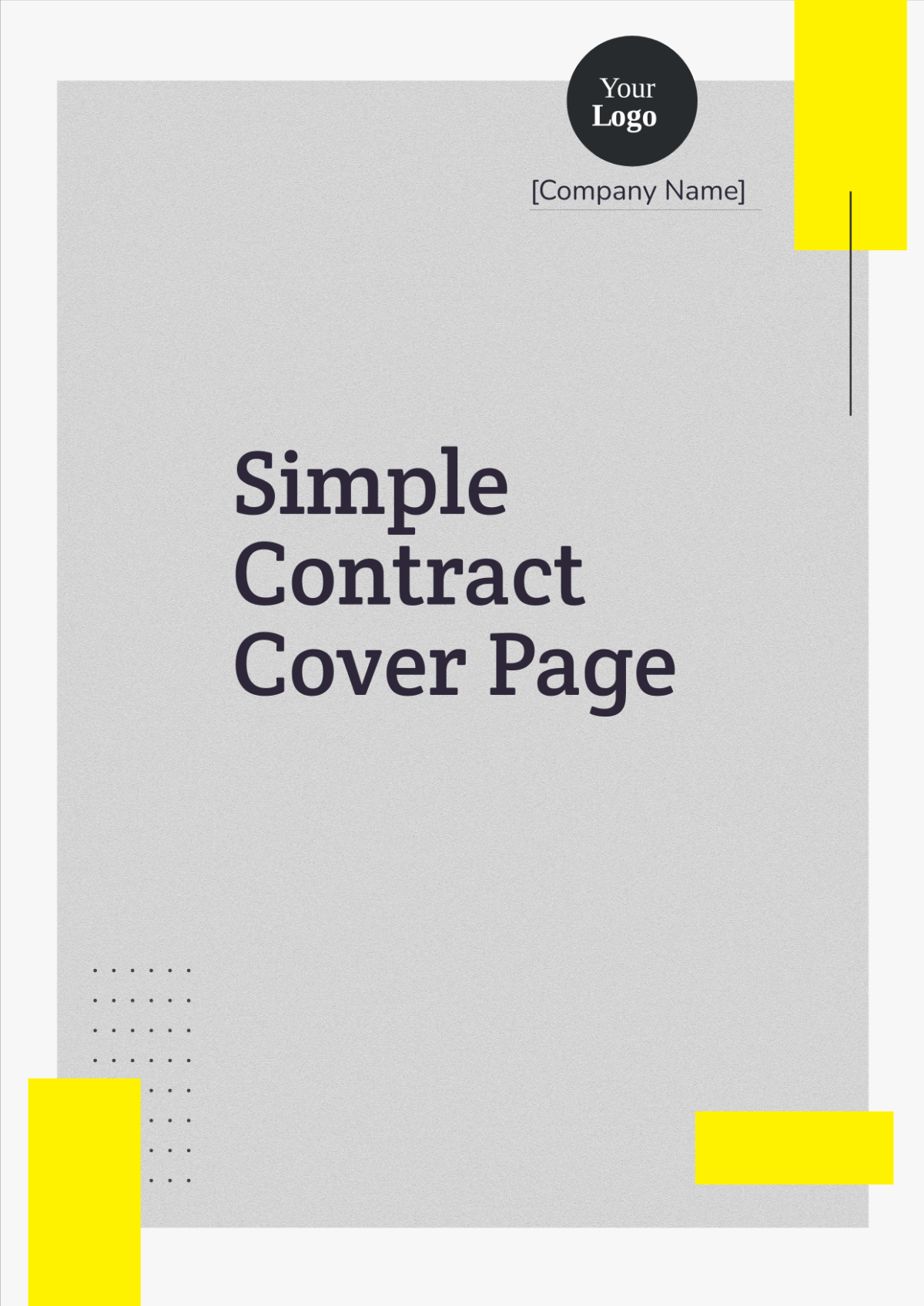 Simple Contract Cover Page Template