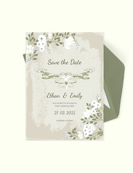 Free Vintage Wedding save The Date Card Template to Edit Online