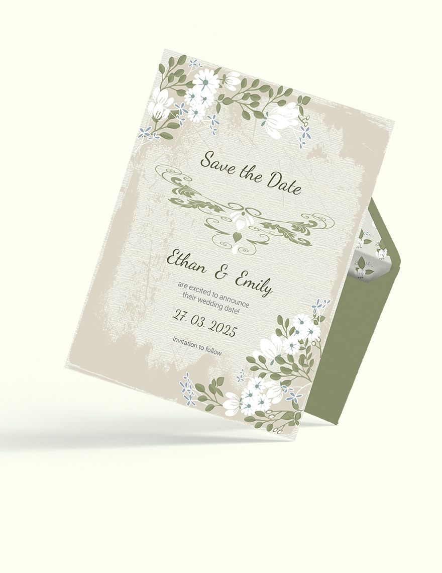 Vintage Wedding save The Date Card Template