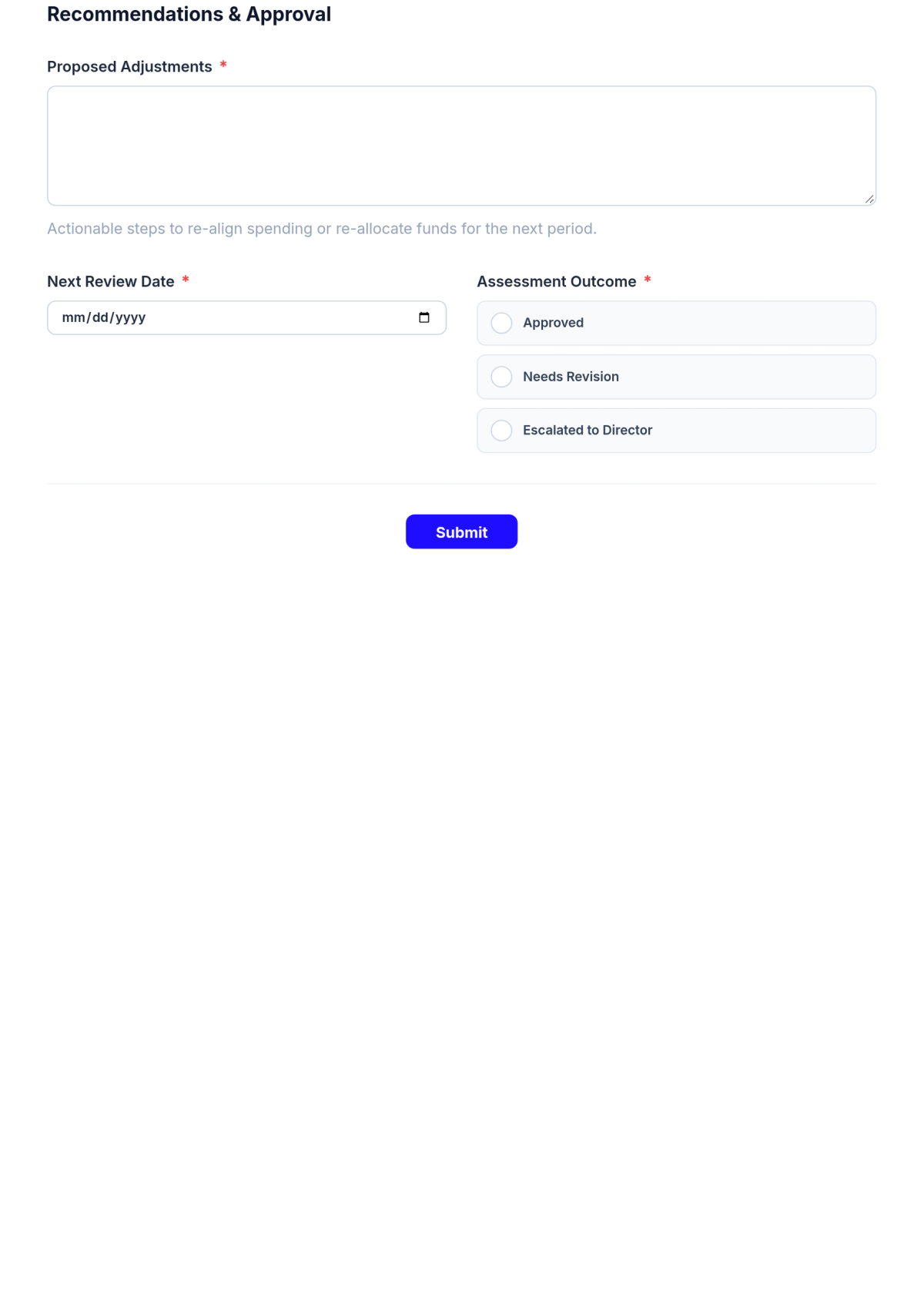 Free Account Budget Assessment Form Template & AI Maker