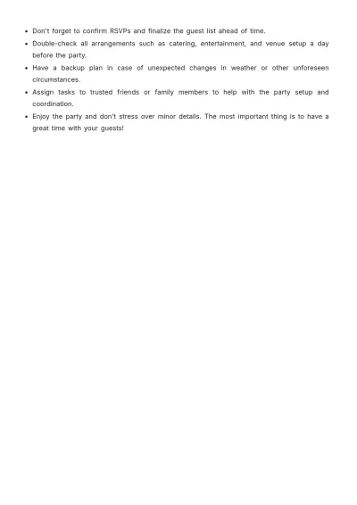 Free Party Itinerary Layout Template to Edit Online